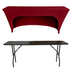 STREÇ DİKDÖRTGEN BANKET MASA ÖRTÜSÜ - 3 TARAFI KAPALI 220 GR STREÇ En : 90 cm Boy: 140 cm Yükseklik : 73 cm - KIRMIZI