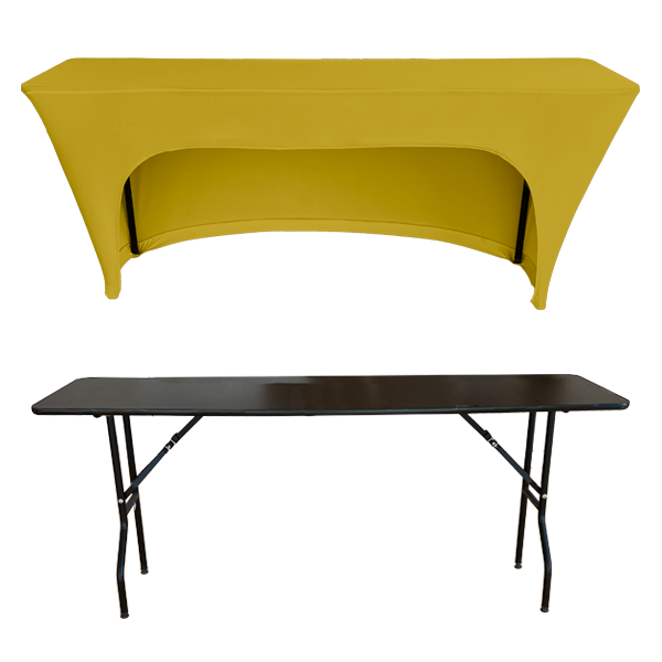 STREÇ DİKDÖRTGEN BANKET MASA ÖRTÜSÜ - 3 TARAFI KAPALI 220 GR STREÇ En : 90 cm Boy: 160 cm Yükseklik : 73 cm - SARI