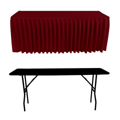 AKORDİYON PİLE DİKDÖRTGEN BANKET MASA ÖRTÜSÜ En : 90 cm Boy: 120 cm Yükseklik : 73 cm - BORDO