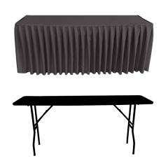 AKORDİYON PİLE DİKDÖRTGEN BANKET MASA ÖRTÜSÜ En : 45 cm Boy: 180 cm Yükseklik : 73 cm - GRİ