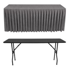 AKORDİYON PİLE DİKDÖRTGEN BANKET MASA ÖRTÜSÜ En : 70 cm Boy: 180 cm Yükseklik : 73 cm - GRİ