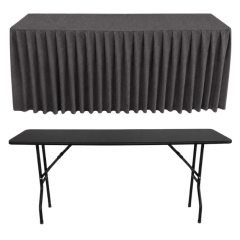 AKORDİYON PİLE DİKDÖRTGEN BANKET MASA ÖRTÜSÜ En : 70 cm Boy: 160 cm Yükseklik : 73 cm - ANTRASİT