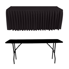 AKORDİYON PİLE DİKDÖRTGEN BANKET MASA ÖRTÜSÜ En : 70 cm Boy: 120 cm Yükseklik : 73 cm - ANTRASİT