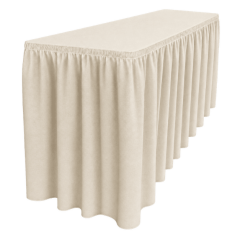 SHIRRED PİLE DİKDÖRTGEN BANKET MASA ÖRTÜSÜ En : 90 cm Boy: 180 cm Yükseklik : 73 cm - EKRU