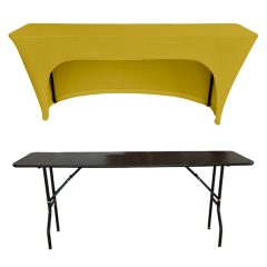 STREÇ DİKDÖRTGEN BANKET MASA ÖRTÜSÜ - 3 TARAFI KAPALI 220 GR STREÇ En : 45 cm Boy: 140 cm Yükseklik : 73 cm - SARI