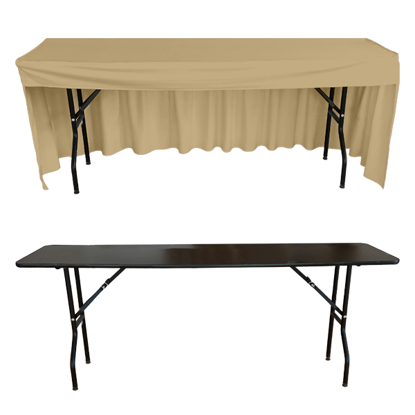 PİLESİZ DİKDÖRTGEN BANKET MASA ÖRTÜSÜ - 3 TARAFI KAPALI En : 90 cm Boy: 140 cm Yükseklik : 73 cm - KREM