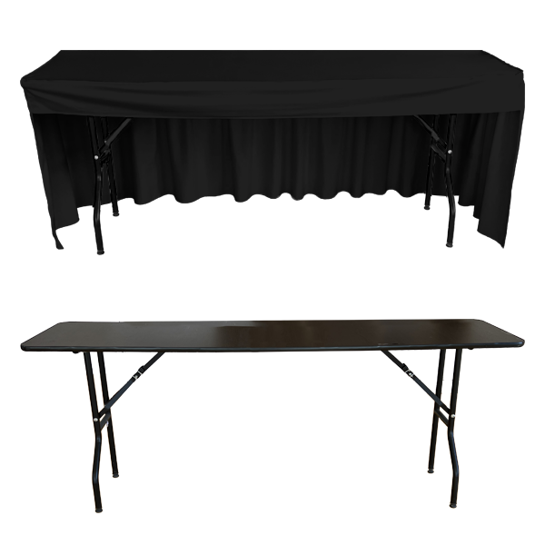 PİLESİZ DİKDÖRTGEN BANKET MASA ÖRTÜSÜ - 3 TARAFI KAPALI En : 90 cm Boy: 140 cm Yükseklik : 73 cm - SİYAH