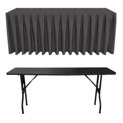 BOX PİLE DİKDÖRTGEN BANKET MASA ÖRTÜSÜ En : 90 cm Boy: 160 cm Yükseklik : 73 cm - ANTRASİT