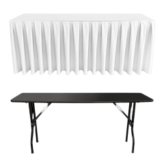 BOX PİLE DİKDÖRTGEN BANKET MASA ÖRTÜSÜ En : 90 cm Boy: 180 cm Yükseklik : 73 cm - BEYAZ