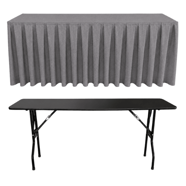 BOX PİLE DİKDÖRTGEN BANKET MASA ÖRTÜSÜ En : 90 cm Boy: 180 cm Yükseklik : 73 cm - GRİ