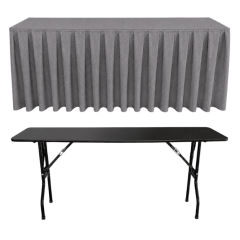 BOX PİLE DİKDÖRTGEN BANKET MASA ÖRTÜSÜ En : 90 cm Boy: 180 cm Yükseklik : 73 cm - GRİ