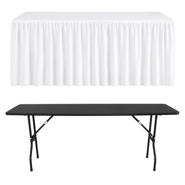 SHIRRED PİLE DİKDÖRTGEN BANKET MASA ÖRTÜSÜ BEYAZ - En : 45 cm Boy: 120 cm Yükseklik : 73 cm