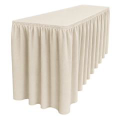SHIRRED PİLE DİKDÖRTGEN BANKET MASA ÖRTÜSÜ EKRU - En : 45 cm Boy: 120 cm Yükseklik : 73 cm