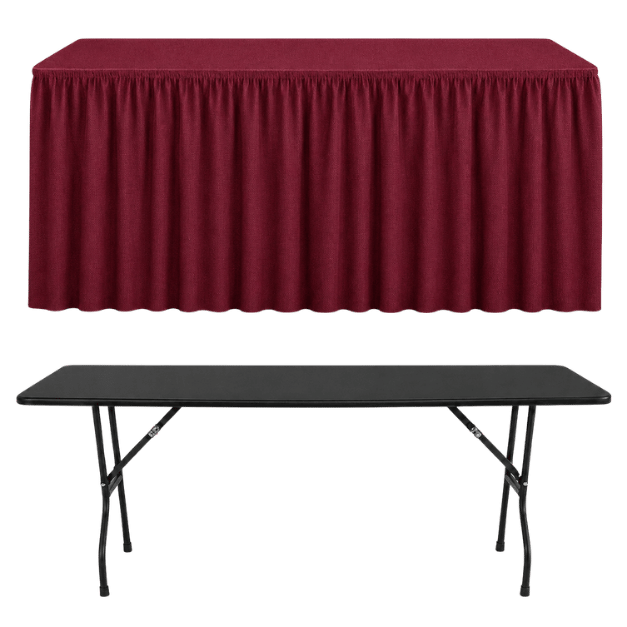 SHIRRED PİLE DİKDÖRTGEN BANKET MASA ÖRTÜSÜ BORDO - En : 45 cm Boy: 120 cm Yükseklik : 73 cm