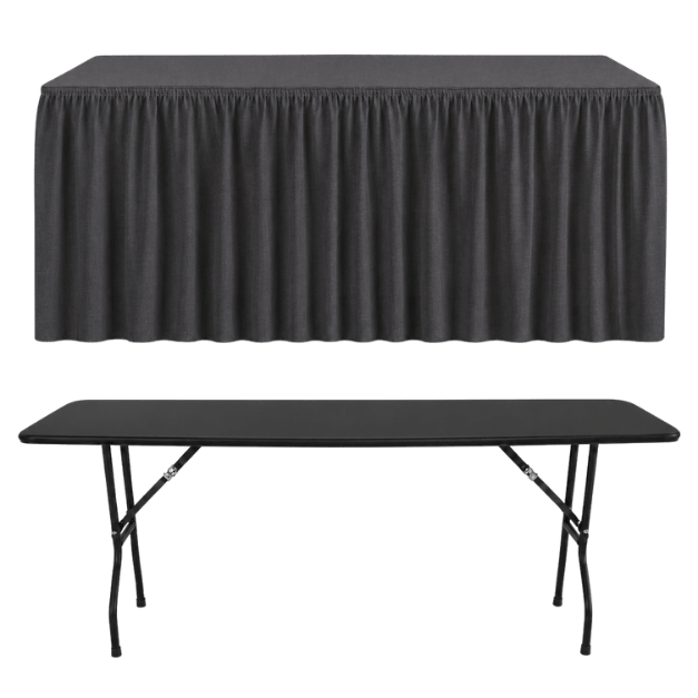 SHIRRED PİLE DİKDÖRTGEN BANKET MASA ÖRTÜSÜ ANTRASİT - En : 45 cm Boy: 120 cm Yükseklik : 73 cm