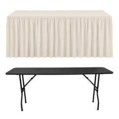 SHIRRED PİLE DİKDÖRTGEN BANKET MASA ÖRTÜSÜ EKRU - En : 45 cm Boy: 140 cm Yükseklik : 73 cm