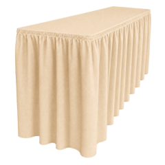 SHIRRED PİLE DİKDÖRTGEN BANKET MASA ÖRTÜSÜ KREM - En : 45 cm Boy: 140 cm Yükseklik : 73 cm