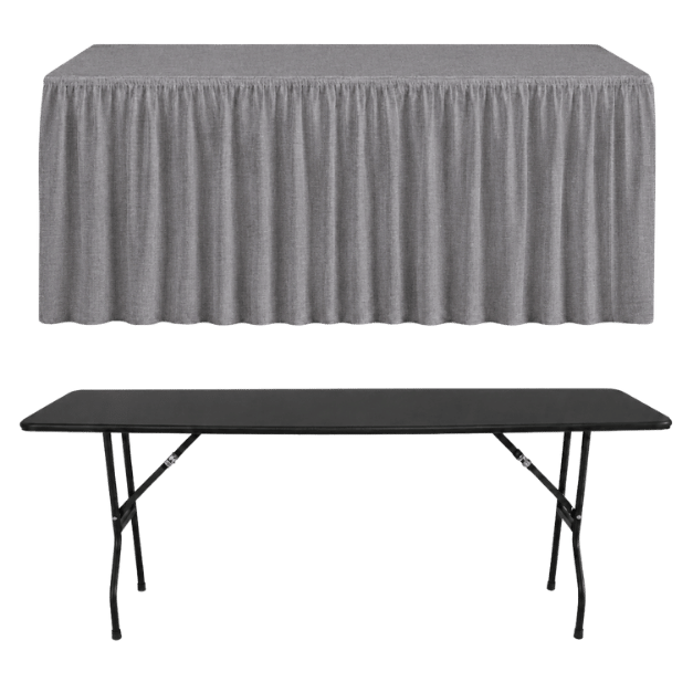 SHIRRED PİLE DİKDÖRTGEN BANKET MASA ÖRTÜSÜ En : 90 cm Boy: 160 cm Yükseklik : 73 cm - GRİ