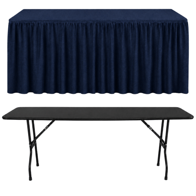 SHIRRED PİLE DİKDÖRTGEN BANKET MASA ÖRTÜSÜ En : 45 cm Boy: 160 cm Yükseklik : 73 cm - MARINE MAVİ
