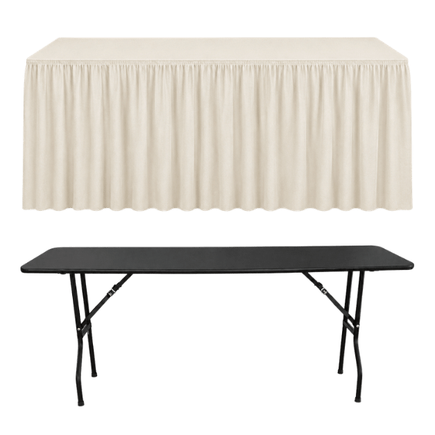 SHIRRED PİLE DİKDÖRTGEN BANKET MASA ÖRTÜSÜ En : 45 cm Boy: 180 cm Yükseklik : 73 cm - EKRU