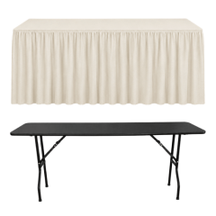 SHIRRED PİLE DİKDÖRTGEN BANKET MASA ÖRTÜSÜ En : 45 cm Boy: 180 cm Yükseklik : 73 cm - EKRU
