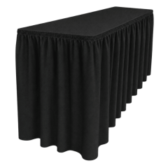 SHIRRED PİLE DİKDÖRTGEN BANKET MASA ÖRTÜSÜ En : 45 cm Boy: 180 cm Yükseklik : 73 cm - SİYAH