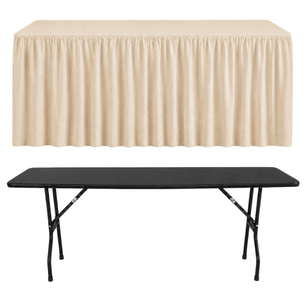 SHIRRED PİLE DİKDÖRTGEN BANKET MASA ÖRTÜSÜ En : 70 cm Boy: 120 cm Yükseklik : 73 cm - KREM