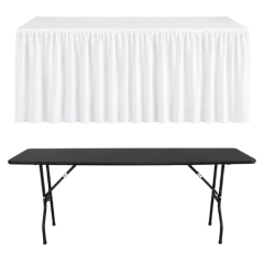 SHIRRED PİLE DİKDÖRTGEN BANKET MASA ÖRTÜSÜ En : 70 cm Boy: 140 cm Yükseklik : 73 cm - BEYAZ