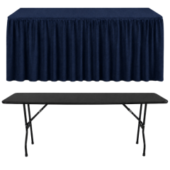 SHIRRED PİLE DİKDÖRTGEN BANKET MASA ÖRTÜSÜ En : 70 cm Boy: 140 cm Yükseklik : 73 cm - MARINE MAVİ