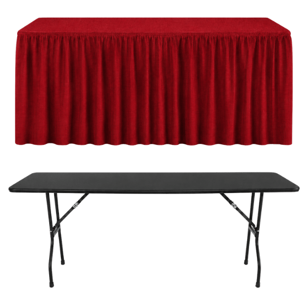 SHIRRED PİLE DİKDÖRTGEN BANKET MASA ÖRTÜSÜ En : 70 cm Boy: 140 cm Yükseklik : 73 cm - KIRMIZI