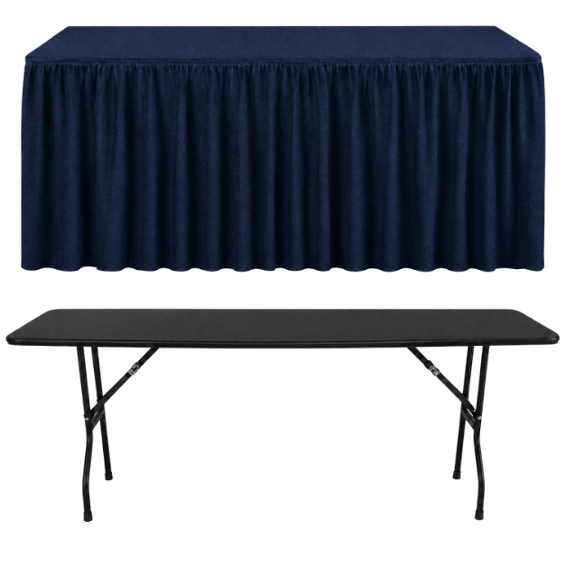 SHIRRED PİLE DİKDÖRTGEN BANKET MASA ÖRTÜSÜ En : 70 cm Boy: 160 cm Yükseklik : 73 cm - MARINE MAVİ