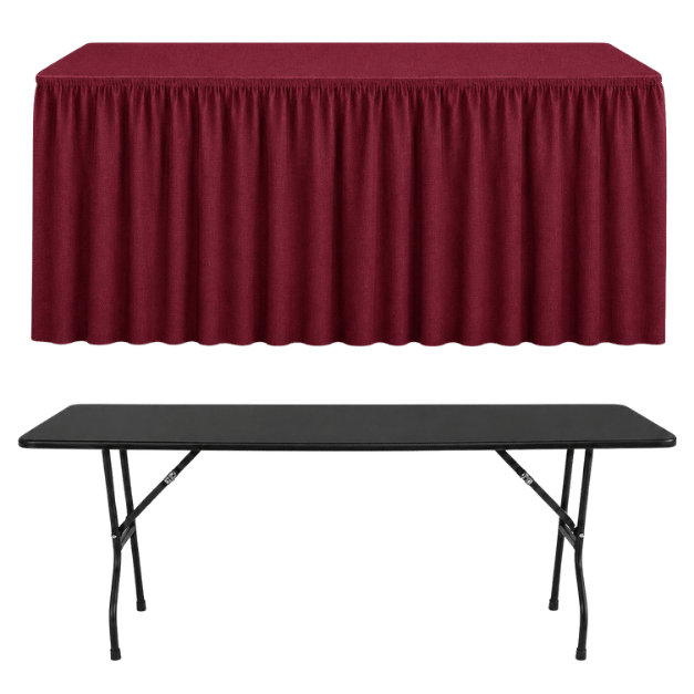 SHIRRED PİLE DİKDÖRTGEN BANKET MASA ÖRTÜSÜ En : 70 cm Boy: 160 cm Yükseklik : 73 cm - BORDO