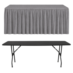 SHIRRED PİLE DİKDÖRTGEN BANKET MASA ÖRTÜSÜ En : 70 cm Boy: 160 cm Yükseklik : 73 cm - GRİ