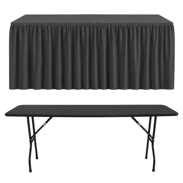 SHIRRED PİLE DİKDÖRTGEN BANKET MASA ÖRTÜSÜ En : 70 cm Boy: 160 cm Yükseklik : 73 cm - ANTRASİT