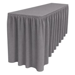 SHIRRED PİLE DİKDÖRTGEN BANKET MASA ÖRTÜSÜ En : 70 cm Boy: 180 cm Yükseklik : 73 cm - GRİ