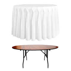 DIAMOND PİLE YUVARLAK BANKET MASA ÖRTÜSÜ 180 cm Çap - BEYAZ