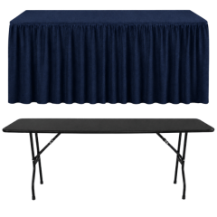 SHIRRED PİLE DİKDÖRTGEN BANKET MASA ÖRTÜSÜ En : 90 cm Boy: 120 cm Yükseklik : 73 cm - MARINE MAVİ