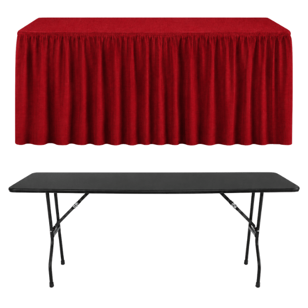 SHIRRED PİLE DİKDÖRTGEN BANKET MASA ÖRTÜSÜ En : 90 cm Boy: 120 cm Yükseklik : 73 cm - KIRMIZI