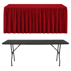 SHIRRED PİLE DİKDÖRTGEN BANKET MASA ÖRTÜSÜ En : 90 cm Boy: 120 cm Yükseklik : 73 cm - KIRMIZI