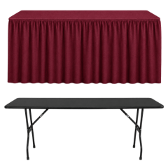SHIRRED PİLE DİKDÖRTGEN BANKET MASA ÖRTÜSÜ En : 90 cm Boy: 120 cm Yükseklik : 73 cm - BORDO