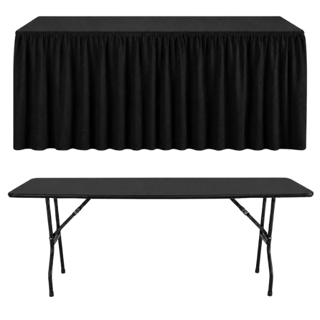 SHIRRED PİLE DİKDÖRTGEN BANKET MASA ÖRTÜSÜ En : 90 cm Boy: 120 cm Yükseklik : 73 cm - SİYAH