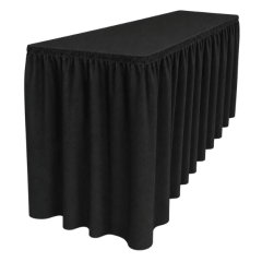 SHIRRED PİLE DİKDÖRTGEN BANKET MASA ÖRTÜSÜ En : 90 cm Boy: 120 cm Yükseklik : 73 cm - SİYAH