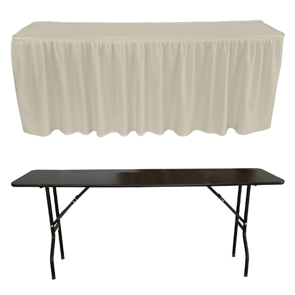SHIRRED PİLE DİKDÖRTGEN BANKET MASA ÖRTÜSÜ En : 90 cm Boy: 140 cm Yükseklik : 73 cm - EKRU