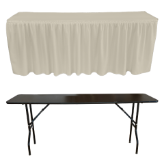 SHIRRED PİLE DİKDÖRTGEN BANKET MASA ÖRTÜSÜ En : 90 cm Boy: 140 cm Yükseklik : 73 cm - EKRU