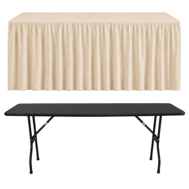 SHIRRED PİLE DİKDÖRTGEN BANKET MASA ÖRTÜSÜ En : 90 cm Boy: 140 cm Yükseklik : 73 cm - KREM
