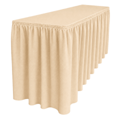 SHIRRED PİLE DİKDÖRTGEN BANKET MASA ÖRTÜSÜ En : 90 cm Boy: 140 cm Yükseklik : 73 cm - KREM