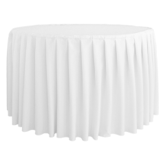 AKORDİYON PİLE YUVARLAK BANKET MASA ÖRTÜSÜ 150 cm Çap - BEYAZ