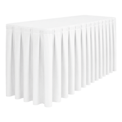 BOX PİLE DİKDÖRTGEN BANKET MASA ÖRTÜSÜ BEYAZ - En : 45 cm Boy: 120 cm Yükseklik : 73 cm