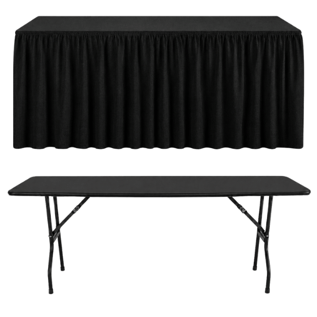 SHIRRED PİLE DİKDÖRTGEN BANKET MASA ÖRTÜSÜ En : 90 cm Boy: 140 cm Yükseklik : 73 cm - SİYAH