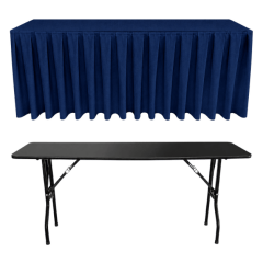BOX PİLE DİKDÖRTGEN BANKET MASA ÖRTÜSÜ MARINE MAVİ - En : 45 cm Boy: 120 cm Yükseklik : 73 cm